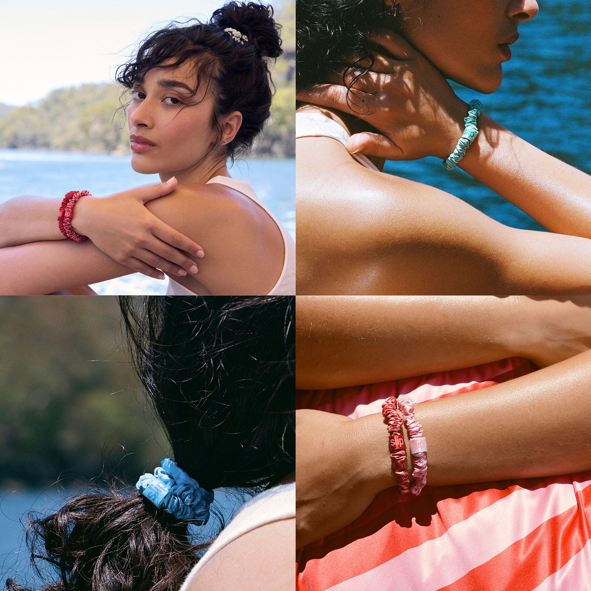 SKINNY SCRUNCHIES - SET OF 6  WITH POUCH HIGH TIDE