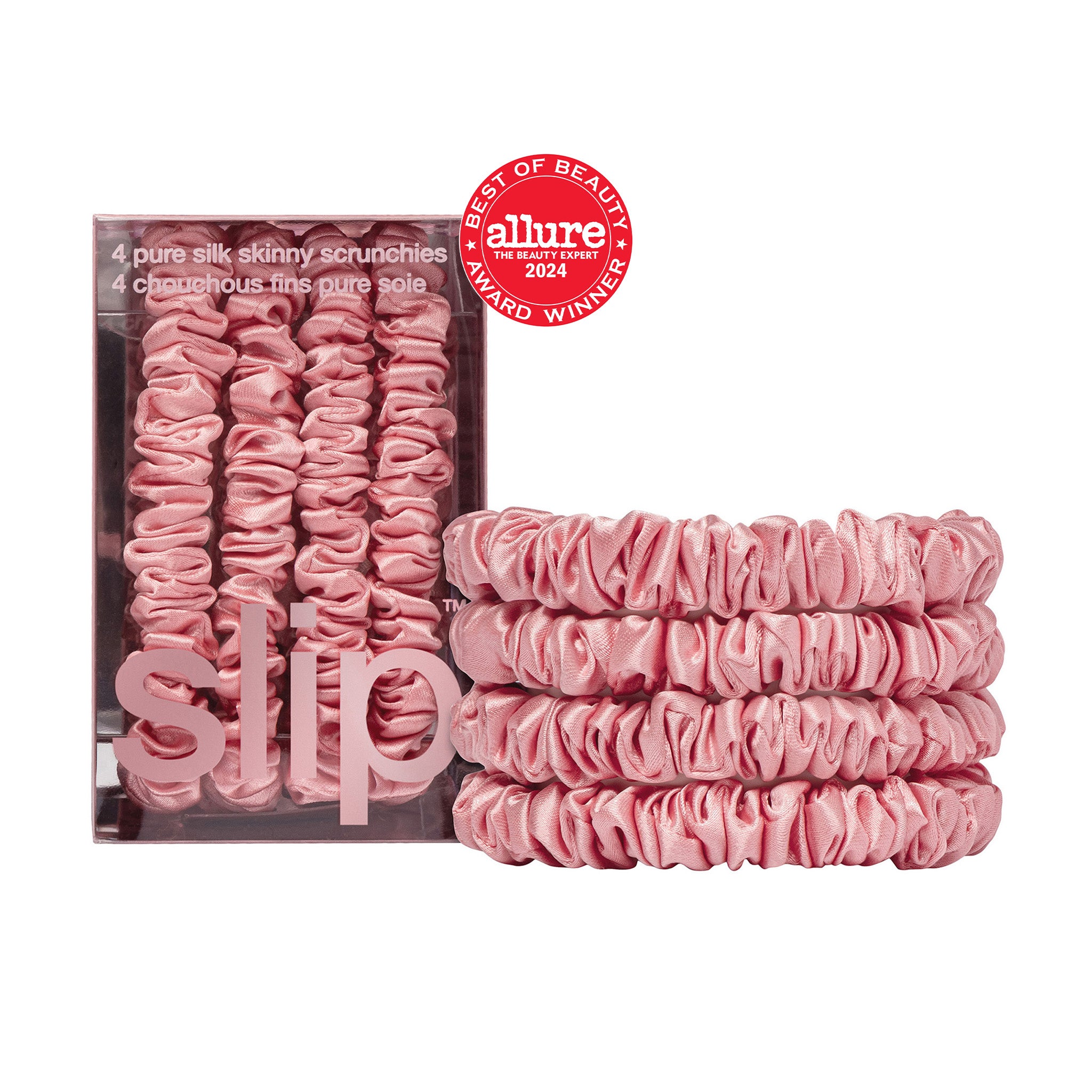 PURE SILK SKINNY SCRUNCHIES - SET OF 4